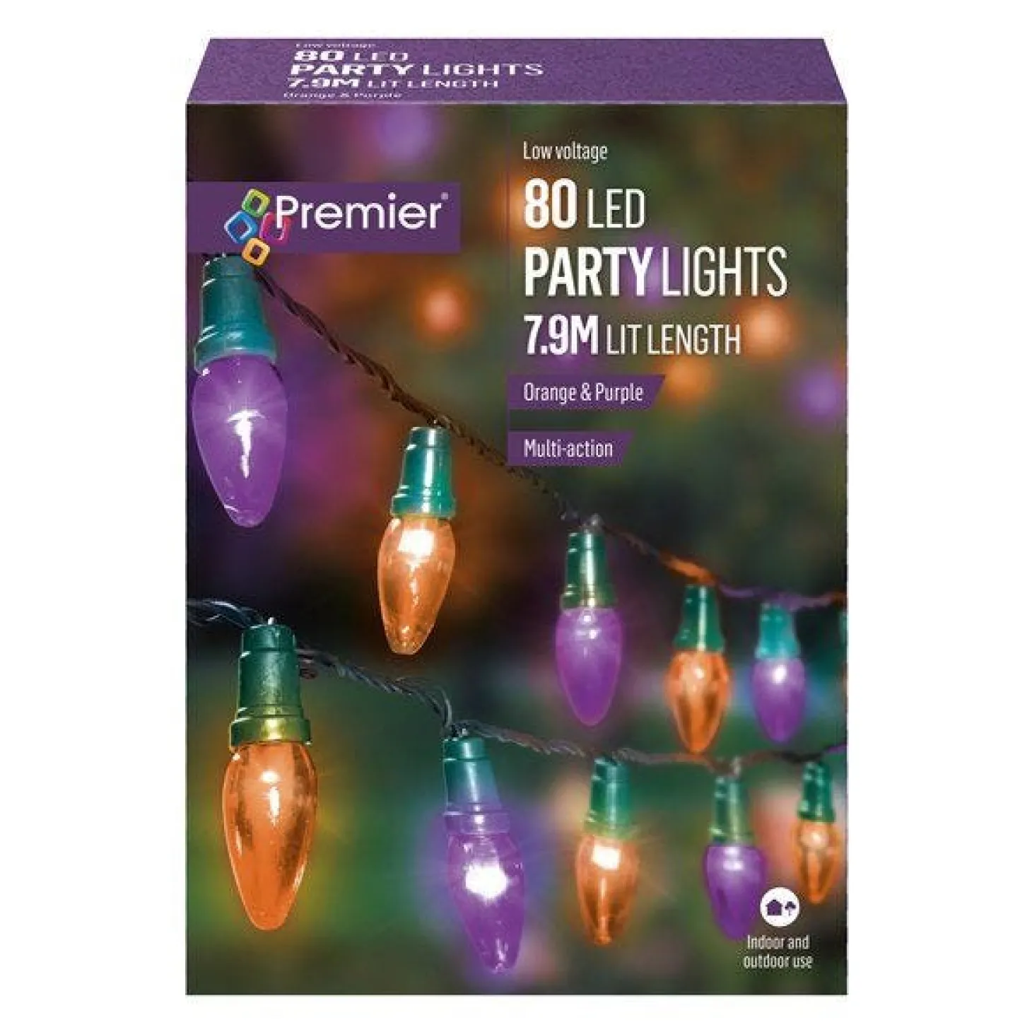 80 Purple & Orange Party Lights