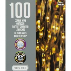 100 Warm White Outdoor Copper Wire - Battery Operated