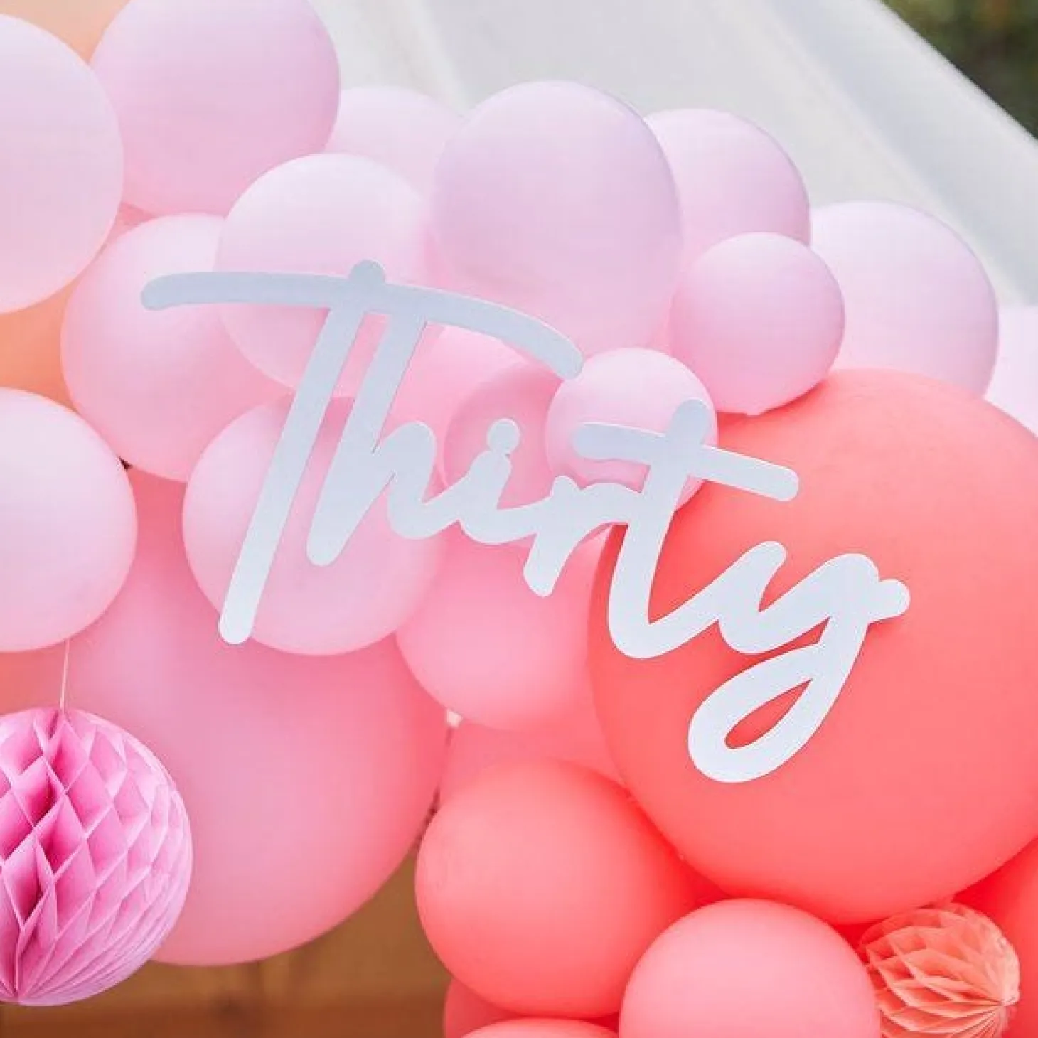 30 White Balloon Arch Sign
