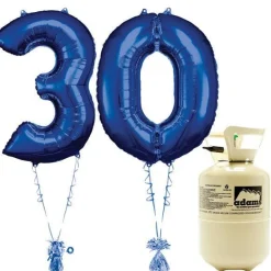 Age 30 Blue Foil Kit With Helium, Ribbon And Weights