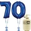 Age 70 Blue Foil Kit With Helium, Ribbon And Weights