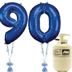 Age 90 Blue Foil Kit With Helium, Ribbon And Weights