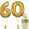 Age 60 Gold Foil Kit With Helium, Ribbon And Weights