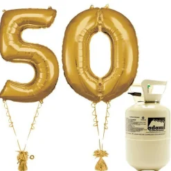 Age 50 Gold Foil Kit With Helium, Ribbon And Weights