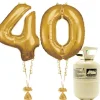 Age 40 Gold Foil Kit With Helium, Ribbon And Weights