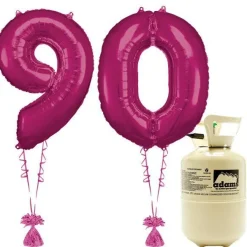 Age 90 Pink Foil Kit With Helium, Ribbon And Weights