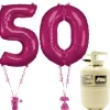 Age 50 Pink Foil Kit With Helium, Ribbon And Weights