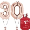 Age 30 Rose Gold Foil Kit With Helium, Ribbon And Weights