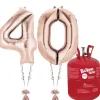 Age 40 Rose Gold Foil Kit With Helium, Ribbon And Weights