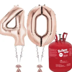 Age 40 Rose Gold Foil Kit With Helium, Ribbon And Weights