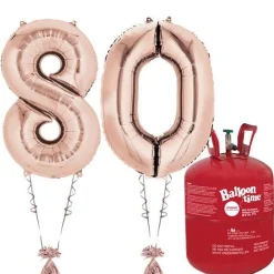 Age 80 Rose Gold Foil Kit With Helium, Ribbon And Weights