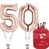 Age 50 Rose Gold Foil Kit With Helium, Ribbon And Weights