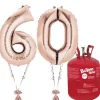 Age 60 Rose Gold Foil Kit With Helium, Ribbon And Weights