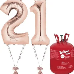 Age 21 Rose Gold Foil Kit With Helium, Ribbon And Weights