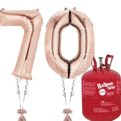 Age 70 Rose Gold Foil Kit With Helium, Ribbon And Weights