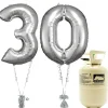 Age 30 Silver Foil Kit With Helium, Ribbon And Weights