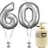 Age 60 Silver Foil Kit With Helium, Ribbon And Weights