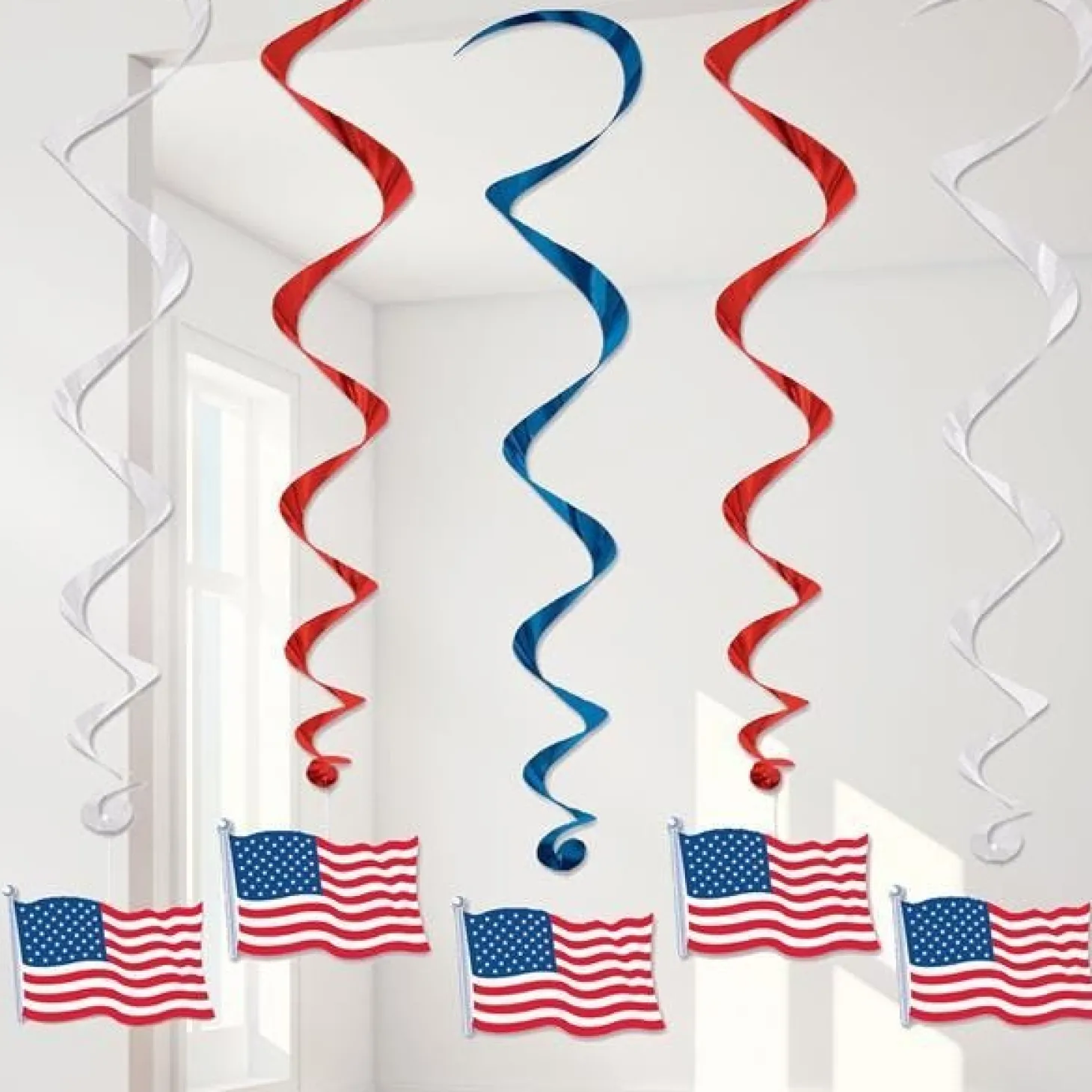 American Flag Hanging Swirl - 4Th July Decoration (5Pk)