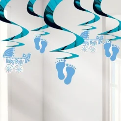 Baby Boy Hanging Swirl Decoration (5Pk)