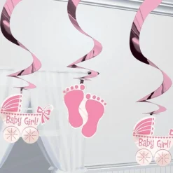 Baby Girl Hanging Swirl Decoration (5Pk)