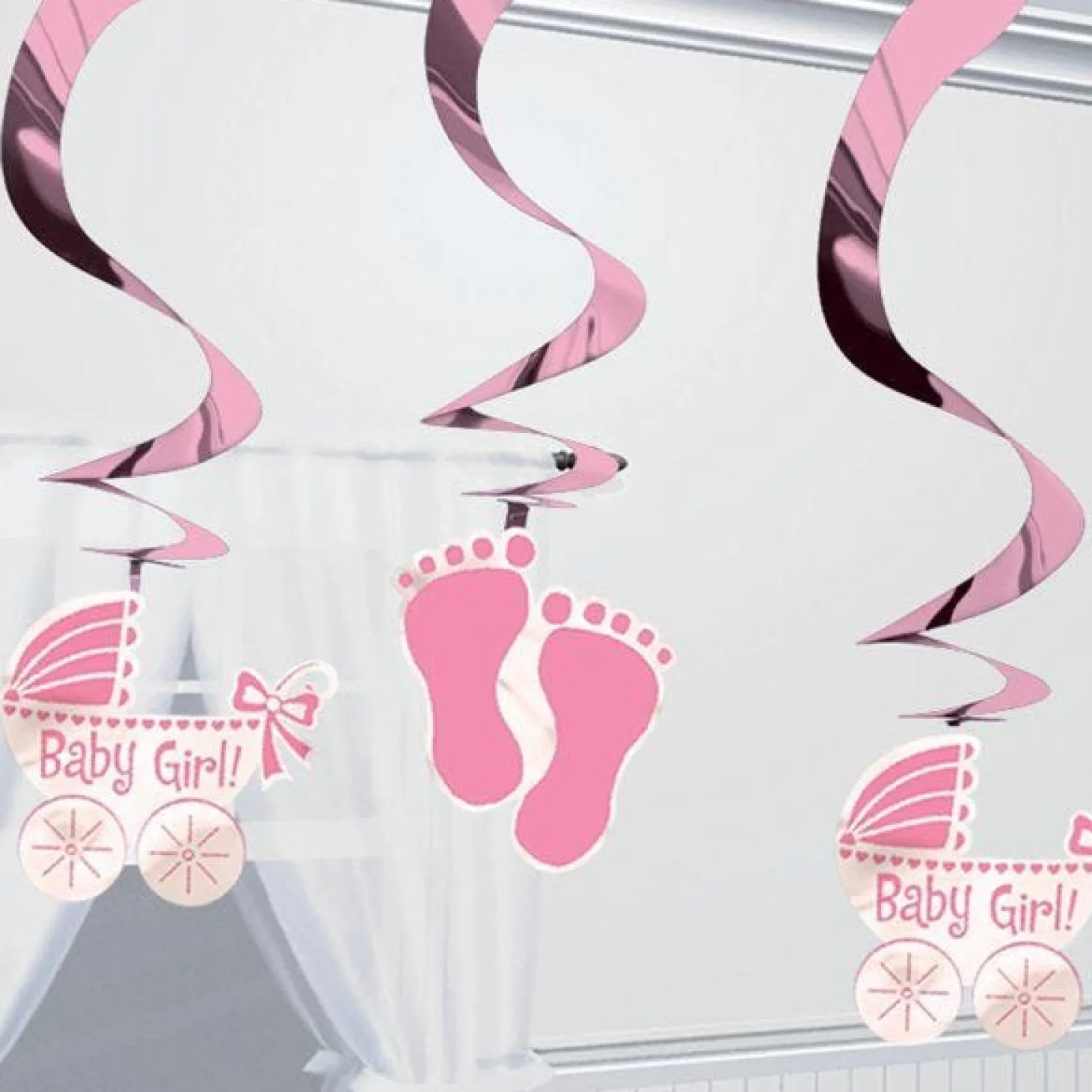 Baby Girl Hanging Swirl Decoration (5Pk)
