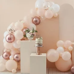 Baby In Bloom Peach & Rose Gold Balloon Arch - 70 Balloons