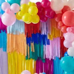 Balloon And Streamer Brights Rainbow Party Backdrop