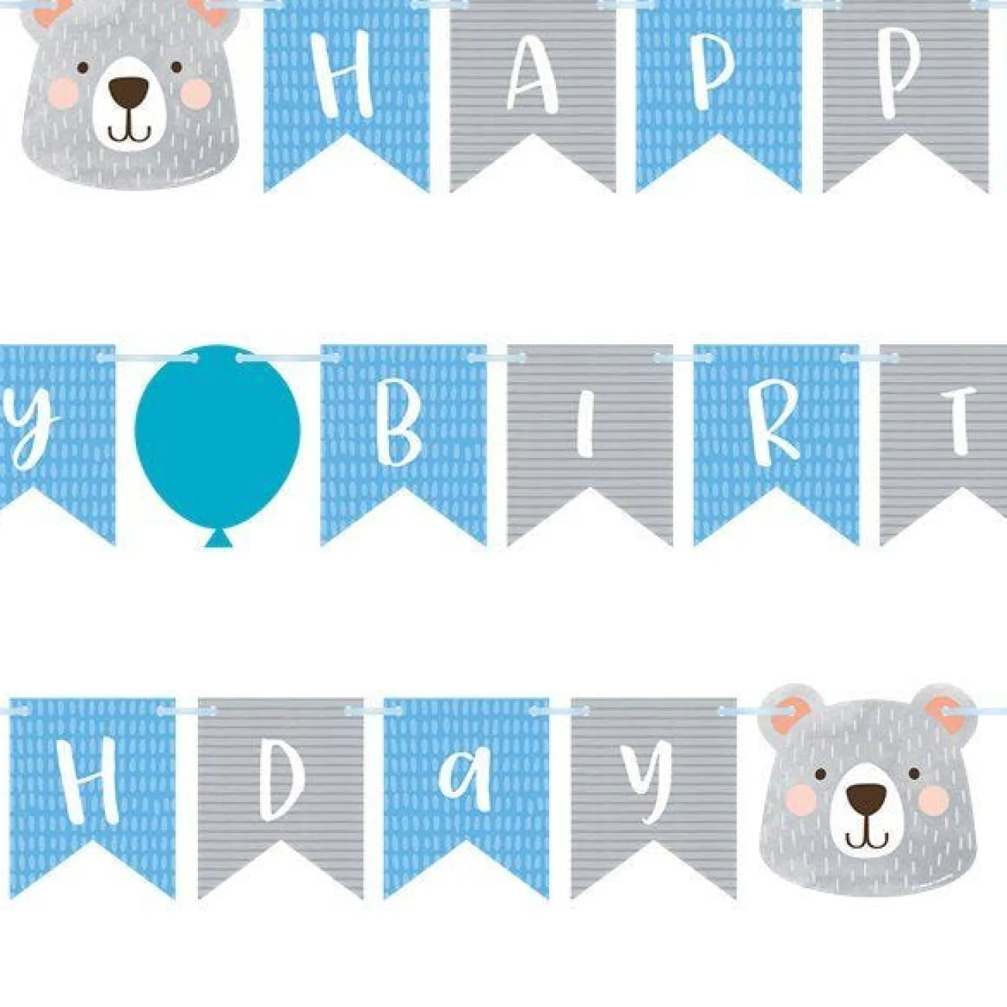Birthday Bear Ribbon Banner With 1St Birthday Stickers - 1.9M