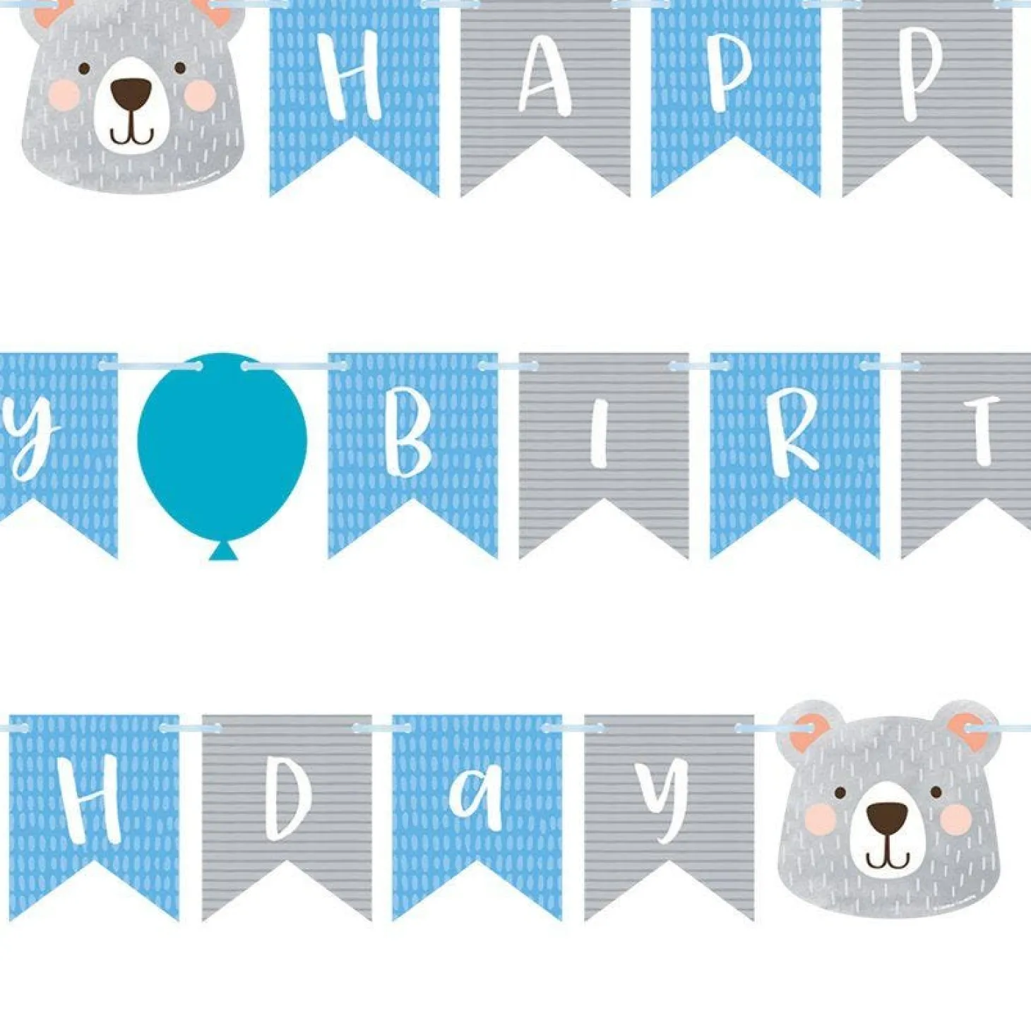 Birthday Bear Ribbon Banner With 1St Birthday Stickers - 1.9M