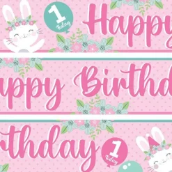 Birthday Bunny Paper Banners - 1M (3Pk)
