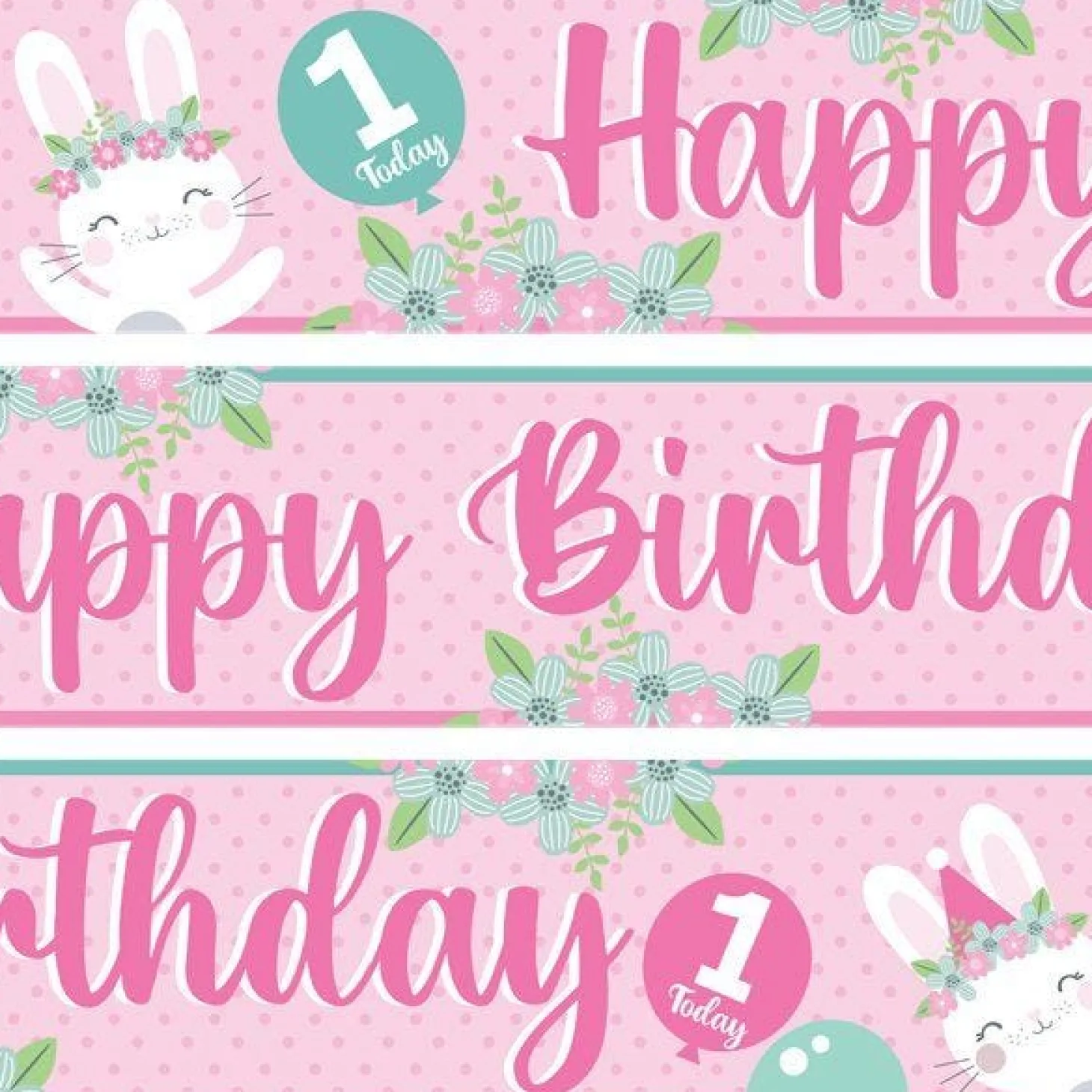Birthday Bunny Paper Banners - 1M (3Pk)