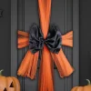 Black & Orange Chiffon Door Bow