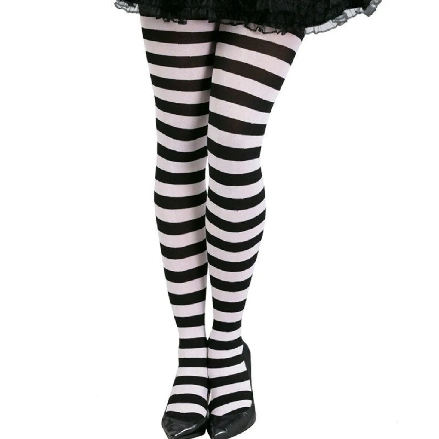Black & White Striped Tights - Adult One Size