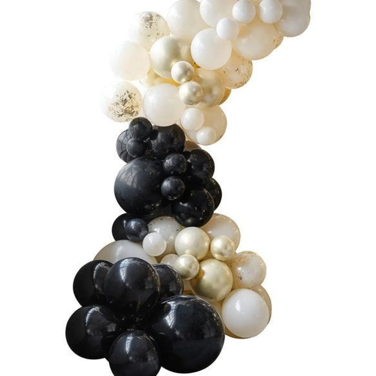 Black, Cream, Nude And Champagne Chrome Balloon Arch - 70 Balloons