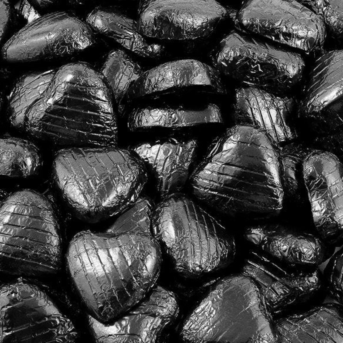 Black Foil Chocolate Hearts X100