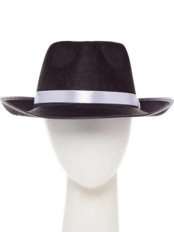 Black Gangster Fedora Hat