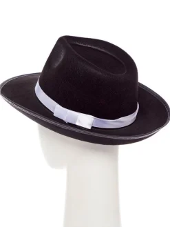 Black Gangster Fedora Hat