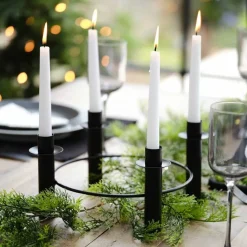 Black Metal Circular Candle Holder - 27.5Cm