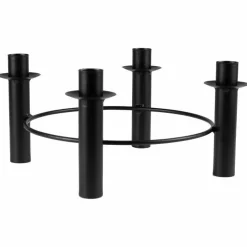 Black Metal Circular Candle Holder - 27.5Cm
