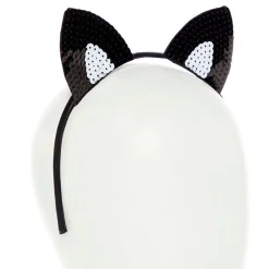 Black Sequin Cat Ears Headband