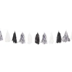 Black, Silver & White Tassel Garland Decoration - 2.7M