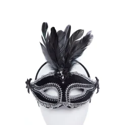 Black Velvet Masquerade Mask With Feathers