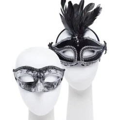 Black/Silver Masquerade Masks For Couples