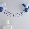 Blue Eighteen Paper Banner With Latex Balloons - 1.5M