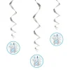 Blue Floral Elephant Hanging Swirl Decorations - 66Cm (3Pk)