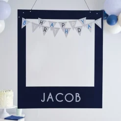 Blue Happy Birthday Personalisable Photobooth Frame