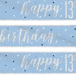 Blue 'Happy 13Th Birthday' Plastic Banner - 2.75M