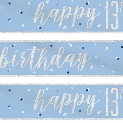 Blue 'Happy 13Th Birthday' Plastic Banner - 2.75M