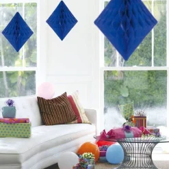 Blue Honeycomb Diamond Decoration - 30Cm