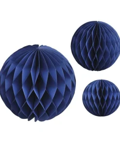 Blue Paper Honeycomb Hanging Decorations (3Pk)